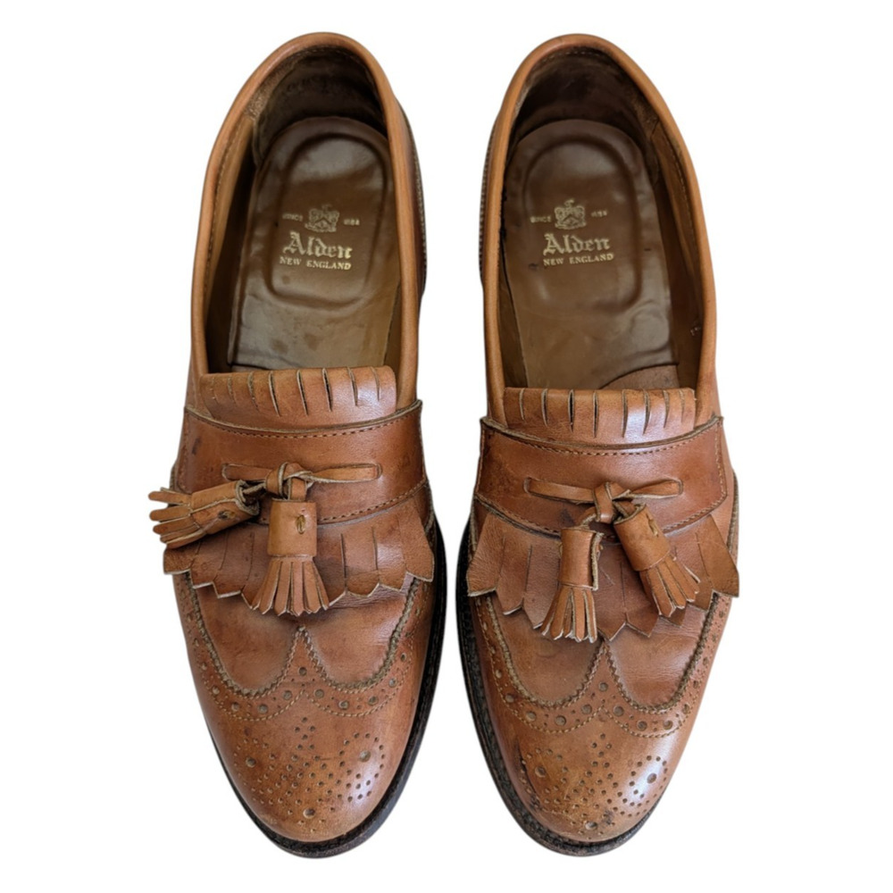 Alden 610 Wingtip Kiltie Tassel Loafer Size 9.5 Mens B/D Brown Leather USA